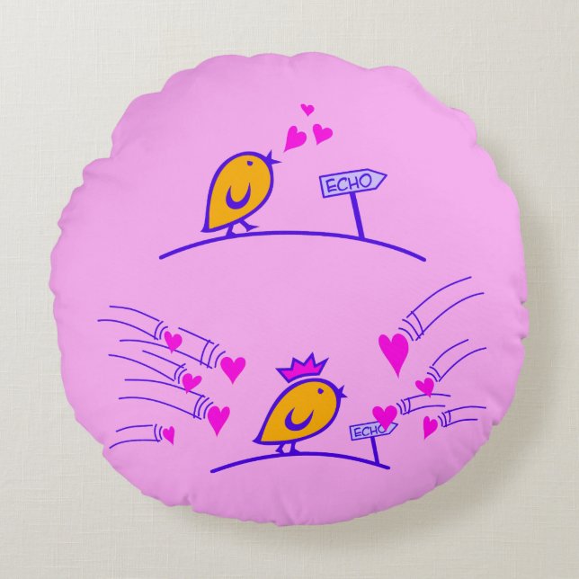 LOVE ECHO - Comic Birds Tweetlercools 3 Round Cushion (Front)