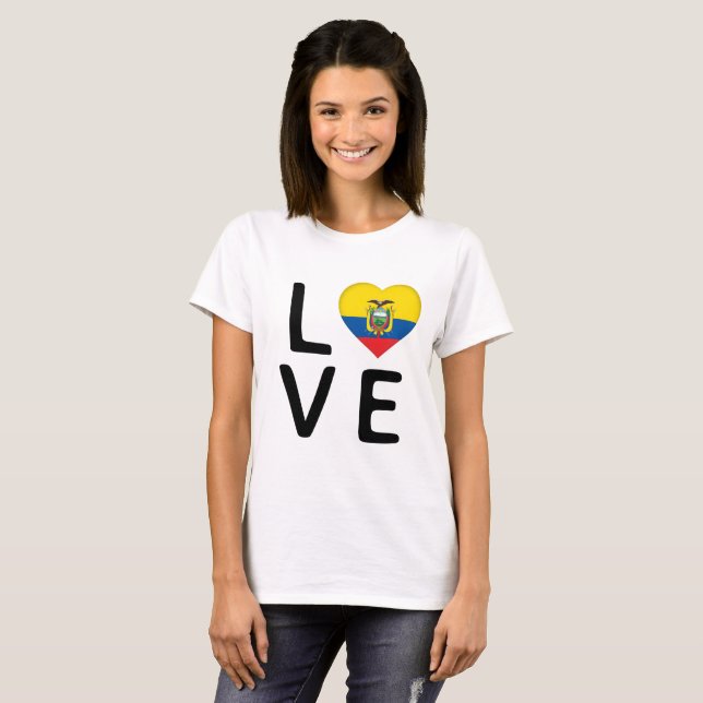 Love - Ecuador Flag T-Shirt (Front Full)