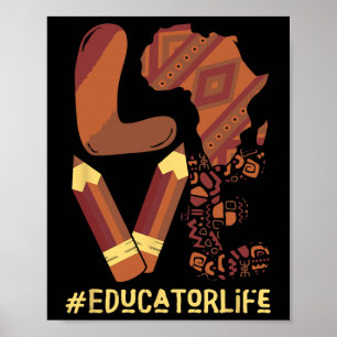 Love Educator Costume African Map Proud Afro Black Poster