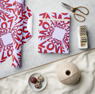 Love Effect 3D Typography on Elegant Wrapping Paper