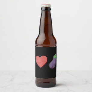 Love Eggplant Funny Gay LGBTQ Pride Beer Bottle Label