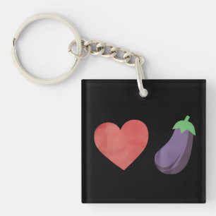Love Eggplant Funny Gay LGBTQ Pride Key Ring