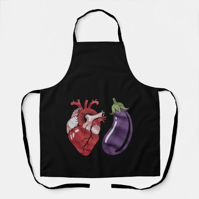 Love Eggplant Funny Gay Pride Humour LGBTQ Joke Apron (Front)