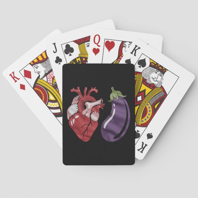 Love Eggplant Funny Gay Pride Humour LGBTQ Joke Playing Cards (Back)
