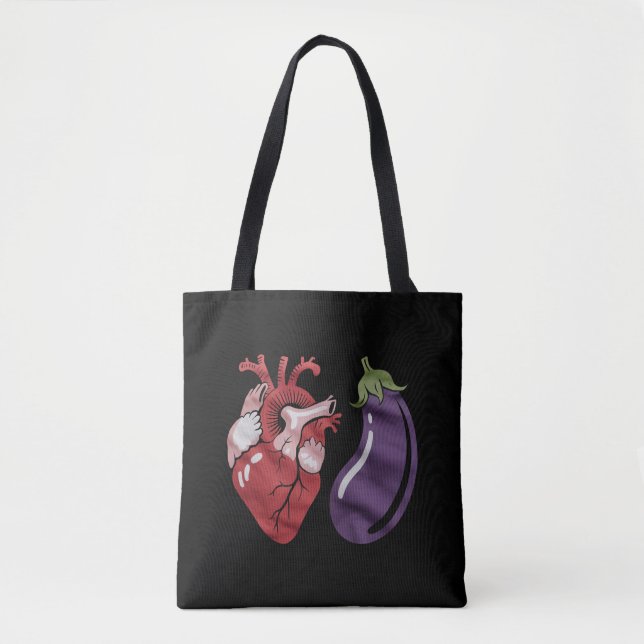 Love Eggplant Funny Gay Pride Humour LGBTQ Joke Tote Bag (Front)