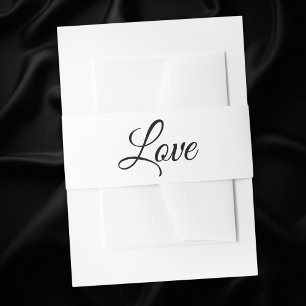 Love Elegant Black White Minimalist Wedding Invitation Belly Band
