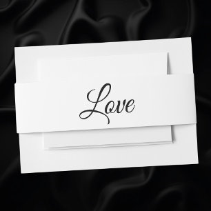 Love Elegant Black White Minimalist Wedding Invitation Belly Band