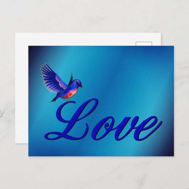 Love Elegant Bluebird Postcard (Front/Back)