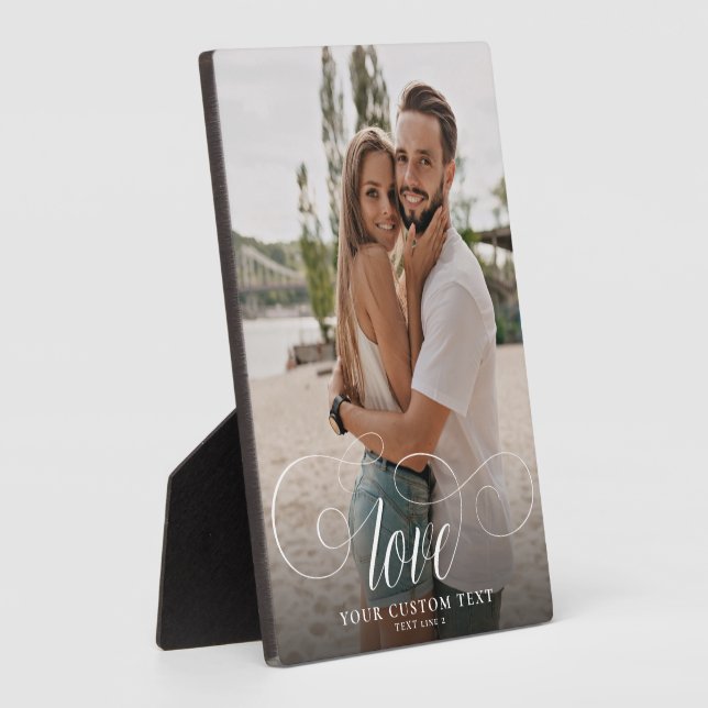 LOVE Elegant Calligraphy Couple Photo Wedding Plaque (Side)