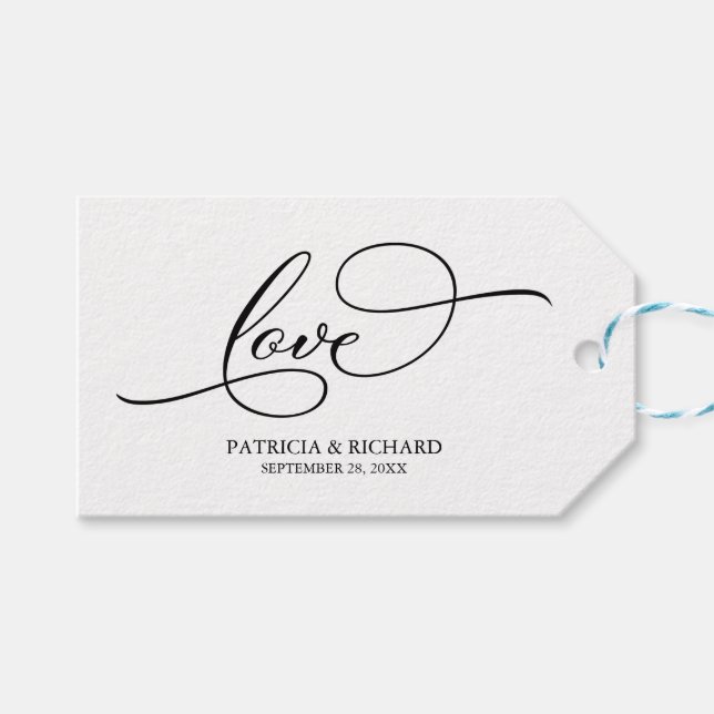 Love - Elegant Calligraphy Wedding Favour Tags (Front (Horizontal))