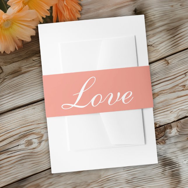 Love Elegant Orange White Minimalist Wedding  Invitation Belly Band (Creator Uploaded)