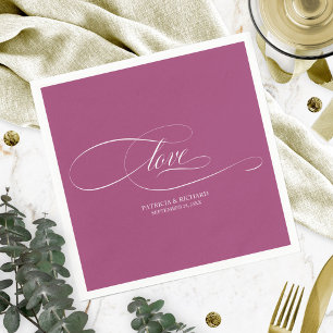Love - Elegant Pink Cassis Wedding Napkin