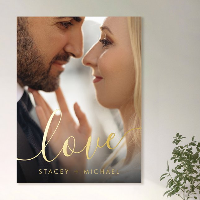 Love elegant script couples names photo foil prints (Creator Uploaded)
