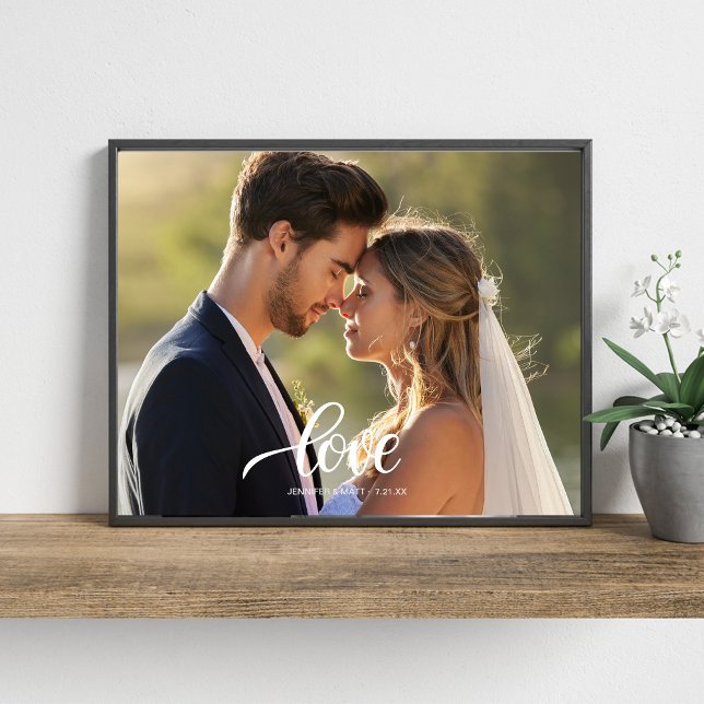 Love Elegant Script Wedding Photo Wall Art (Creator Uploaded)