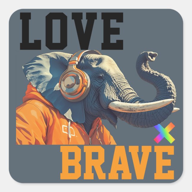 LOVE × ELEPHANTS - Custom Square Sticker (Front)