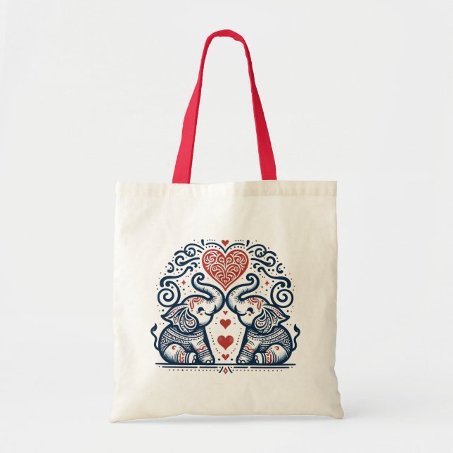 Love Elephants Mandala Tote Bag (Front)