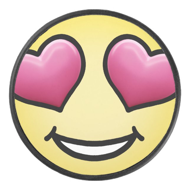 Love Emoji Hockey Puck (Front)