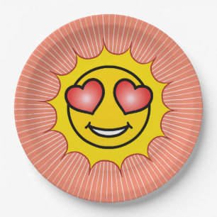 Love Emoji Sun Paper Plate