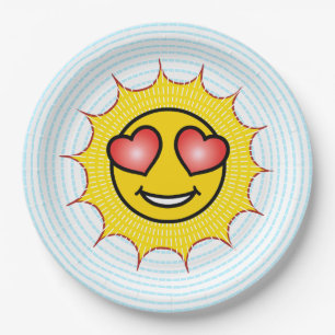 Love Emoji Sun Paper Plate