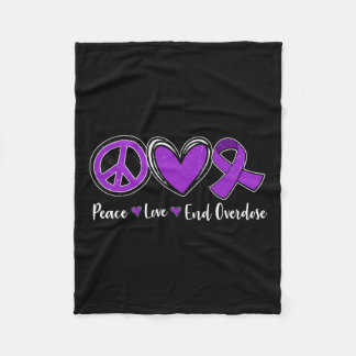 Love End Overdose Purple Ribbon Overdose Awareness Fleece Blanket
