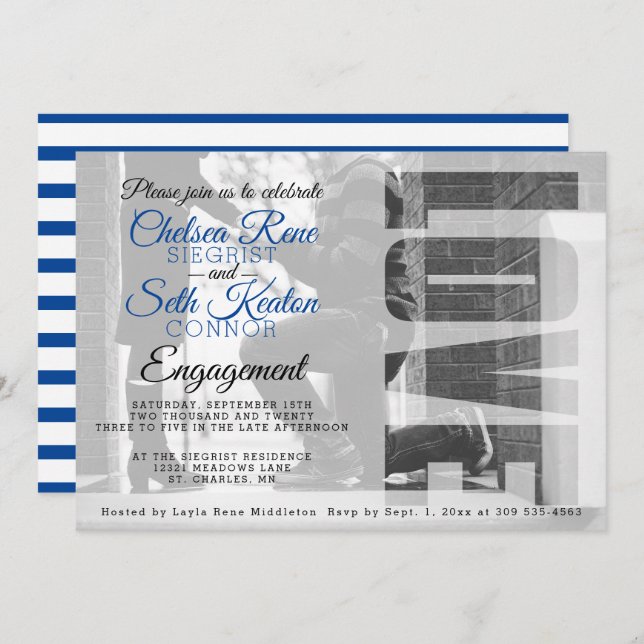 Love Engagement - Blue - Create Your Own Invitation (Front/Back)