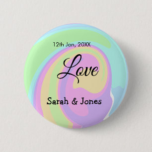 Love engagement wedding couple colorful bohpattern 6 cm round badge