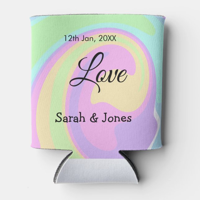 Love engagement wedding couple colorful bohpattern can cooler (Front)