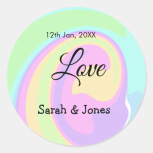 Love engagement wedding couple colorful bohpattern classic round sticker