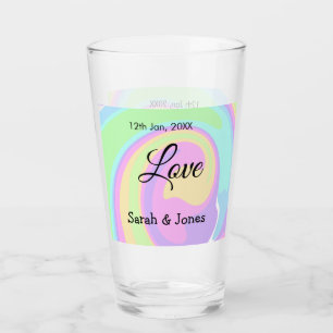 Love engagement wedding couple colorful bohpattern glass
