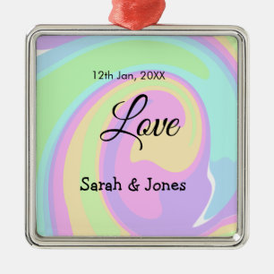 Love engagement wedding couple colorful bohpattern metal tree decoration