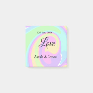 Love engagement wedding couple colorful bohpattern post-it notes