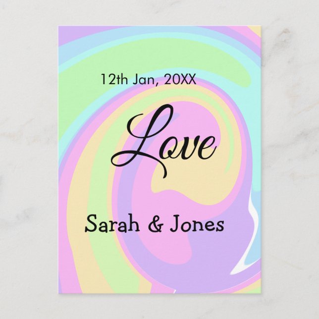 Love engagement wedding couple colorful bohpattern postcard (Front)