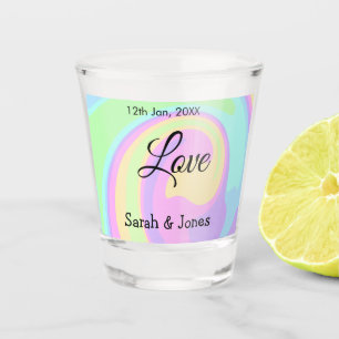 Love engagement wedding couple colorful bohpattern shot glass