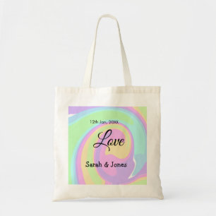 Love engagement wedding couple colorful bohpattern tote bag