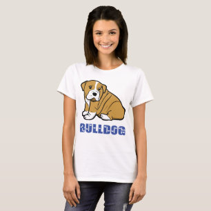 Love English Bulldog Cartoon Puppy Dog Ladies T-Shirt