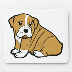 Love English Bulldog Cartoon Puppy Dog Mouse Pad