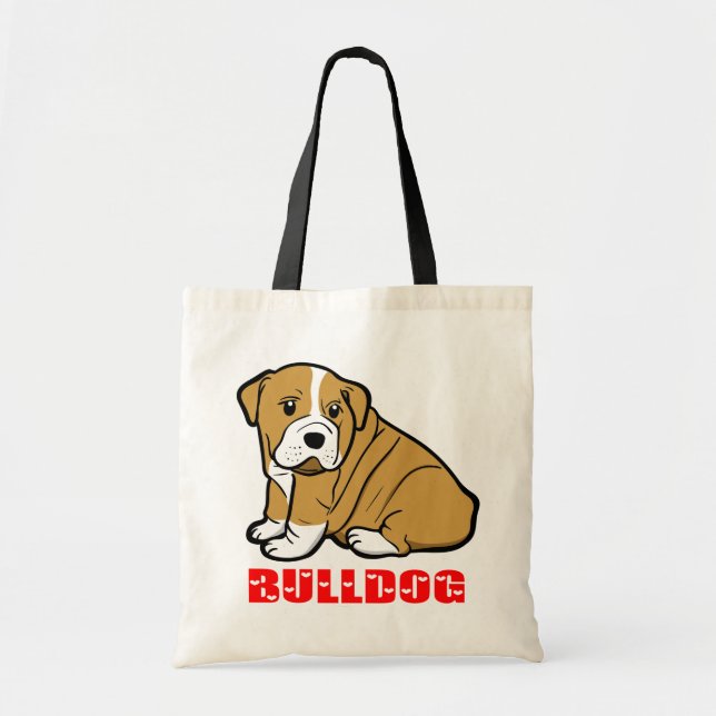 Love English Bulldog Puppy Dog Cartoon Tote Bag (Front)