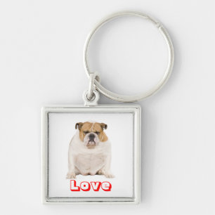 Love English Bulldog Puppy Dog Keychain