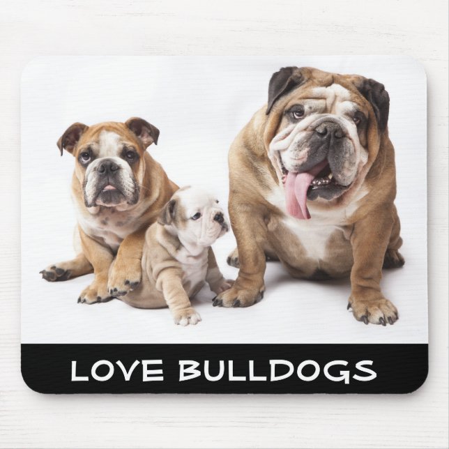Love English Bulldogs Puppy Dogs Family Mousepad (Front)