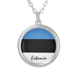 Love Estonia & Estonian Flag fashion / sports fans Silver Plated Necklace
