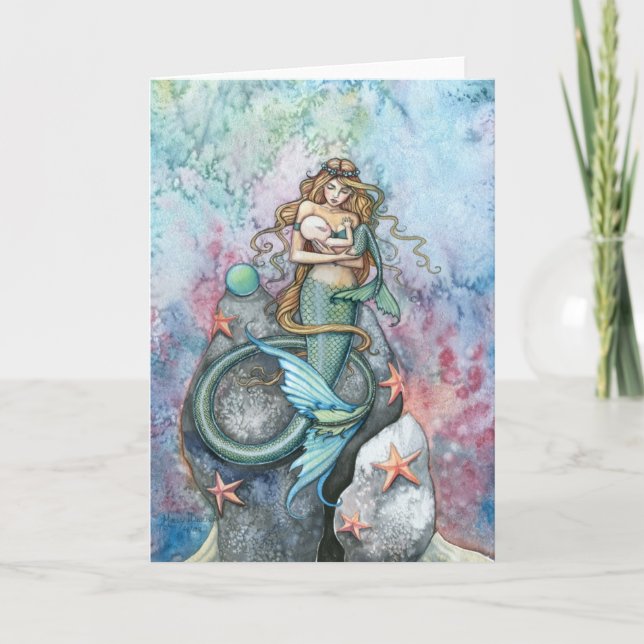 Love Eternal Mermaid and Baby Greeting Card (Front)