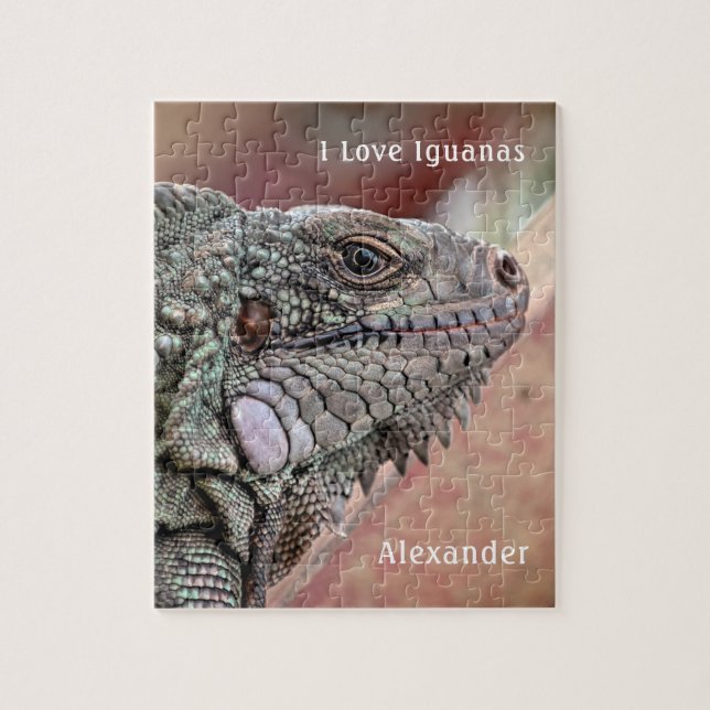 Love Exotic Reptile Iguana Pet Photo Personalize Jigsaw Puzzle (Vertical)