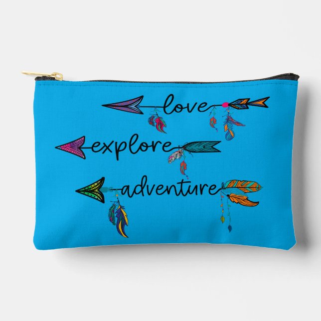 Love Explore Adventure Arrow Tribal Boho Design Accessory Pouch (Front)