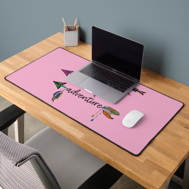 Love Explore Adventure Arrow Tribal Boho Design Desk Mat (Office 2)