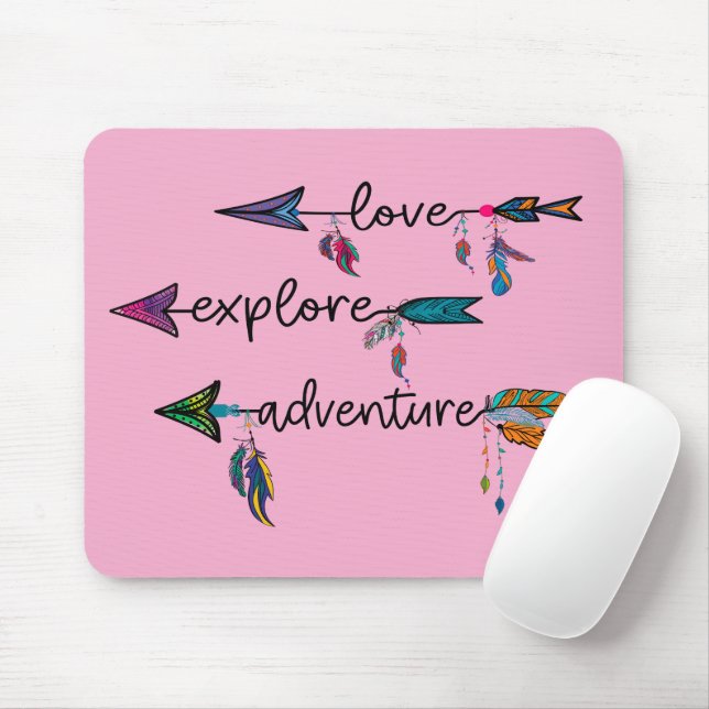 Love Explore Adventure Arrow Tribal Boho Design Mouse Pad (With Mouse)