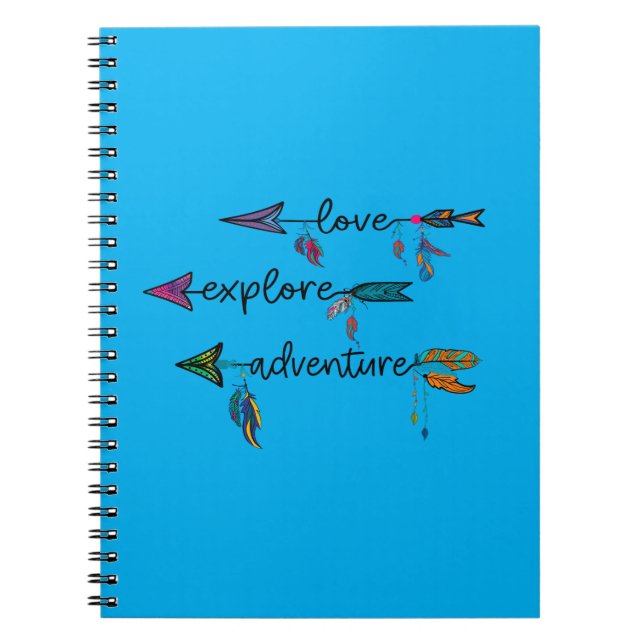 Love Explore Adventure Arrow Tribal Boho Design Notebook (Front)