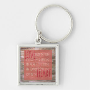 Love expressive poem rustic wood sign keychain