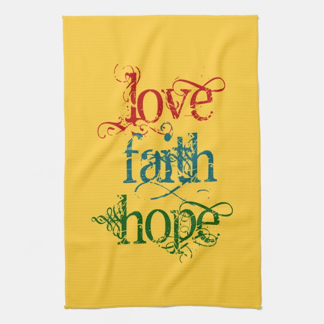 LOVE FAITH HOPE TEA TOWEL (Vertical)