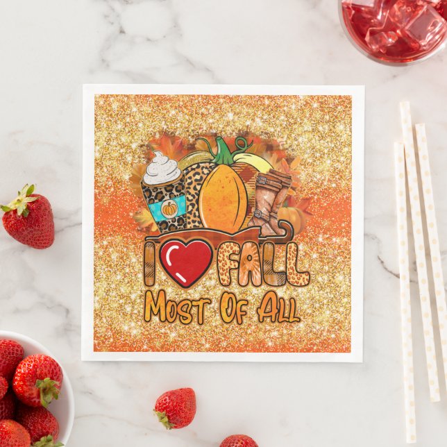 Love Fall Autumn Customise Colour Napkin (Insitu)