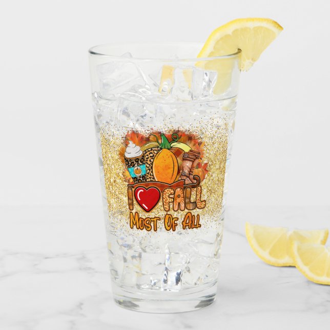 Love Fall Autumn Customise Glass (Back Ice)